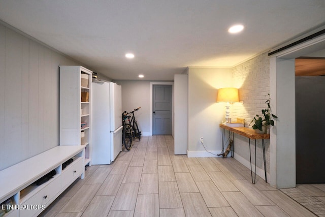 mudroom with crown molding