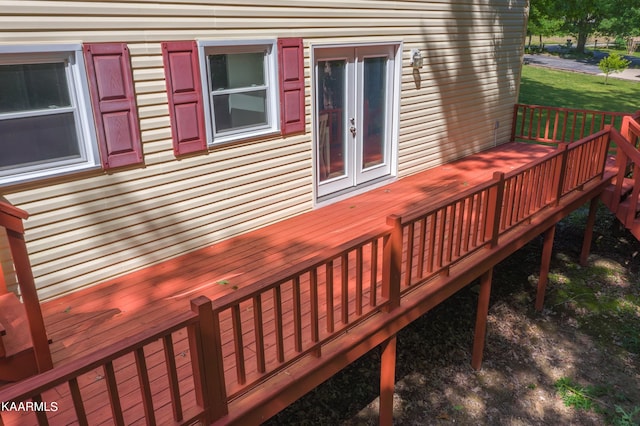 wooden deck with french doors