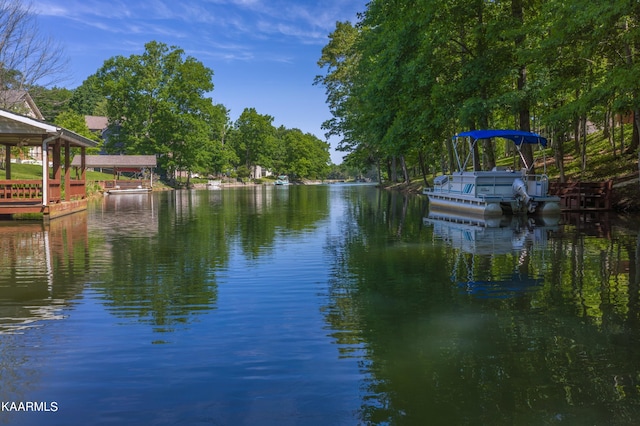 water view with a boat dock