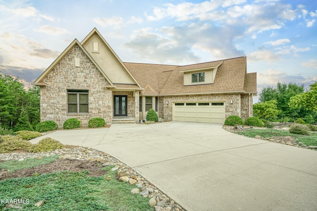 view of front of property featuring a garage