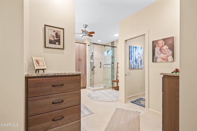 hallway featuring light tile floors