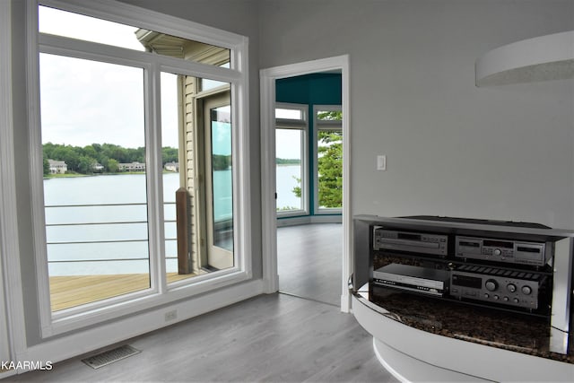 interior space with light hardwood / wood-style floors