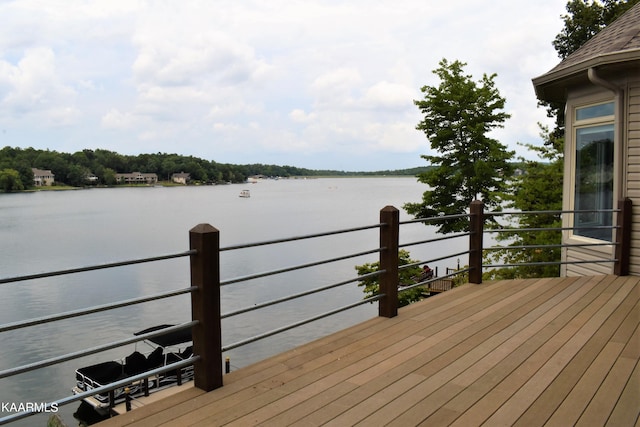 deck with a water view