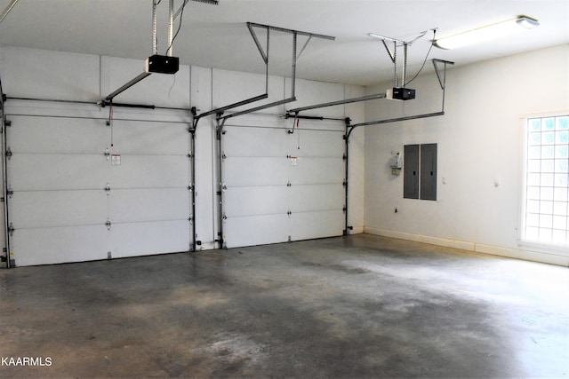 garage with a garage door opener