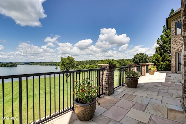 balcony with a water view