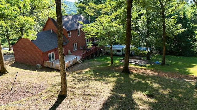 view of yard with a deck