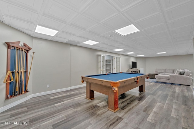 game room with light wood-type flooring and billiards