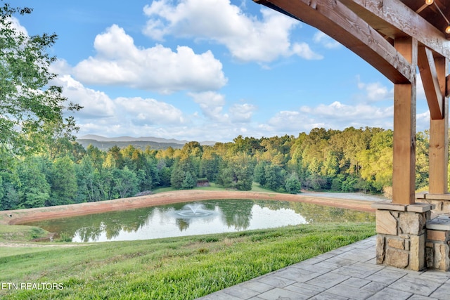 view of water feature with a mountain view