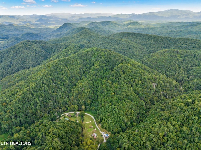 bird's eye view with a mountain view