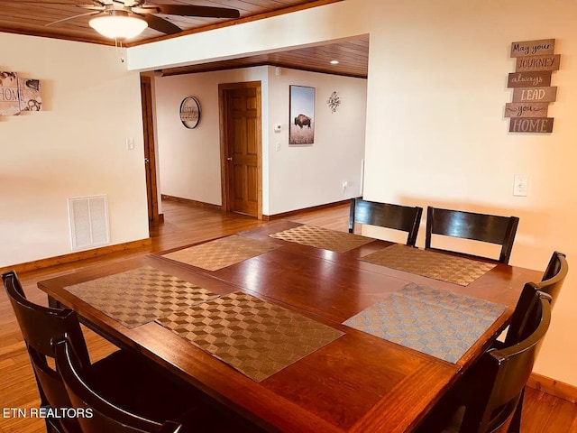 107 Dream Way, Sevierville, TN 37876 - unfurnished dining area featuring wooden ceiling, ceiling fan, and dark wood-type flooring