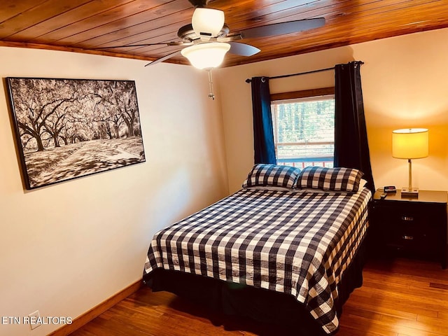 107 Dream Way, Sevierville, TN 37876 - bedroom with dark hardwood / wood-style flooring, ceiling fan, and wood ceiling