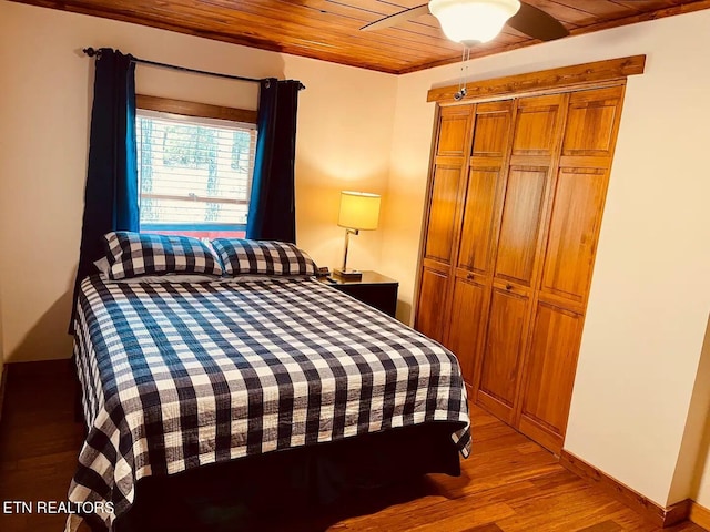 107 Dream Way, Sevierville, TN 37876 - bedroom featuring ceiling fan, wood-type flooring, a closet, and wooden ceiling