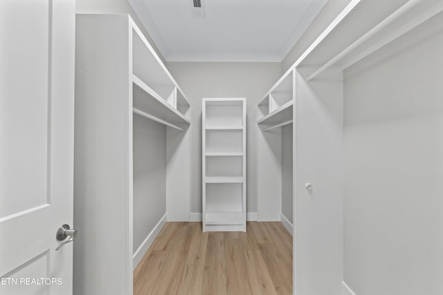 spacious closet with light wood-type flooring