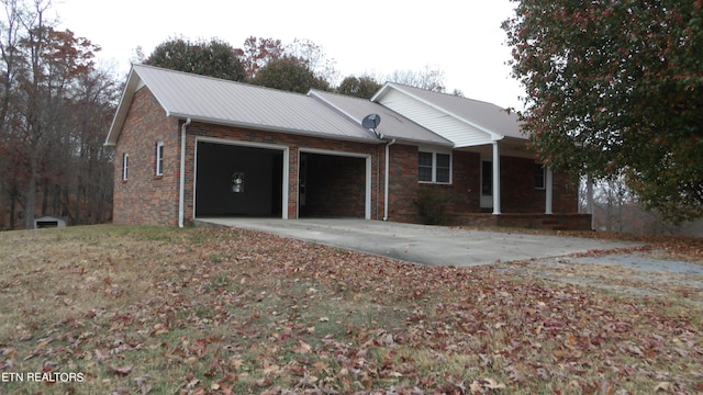 single story home with a garage