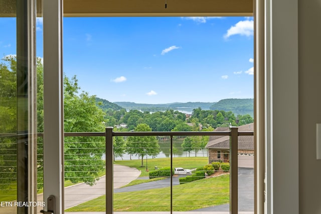 balcony with a mountain view