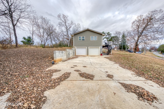 view of home's exterior with a garage