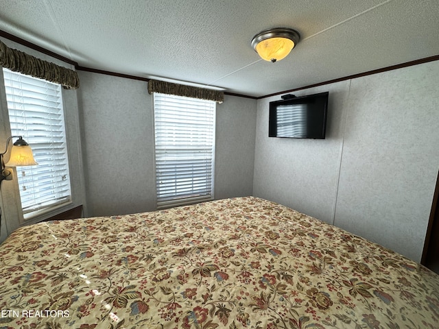 bedroom with a textured ceiling