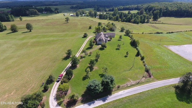 drone / aerial view with a rural view