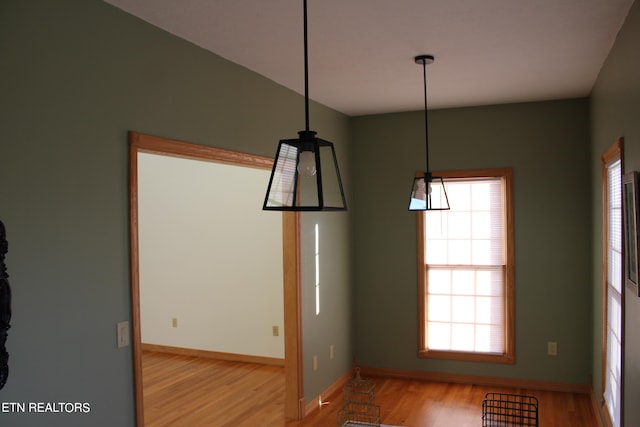 interior space with light hardwood / wood-style floors