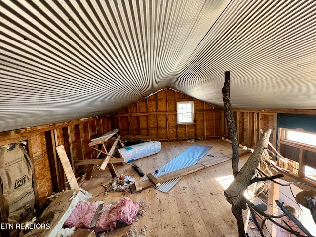 view of unfinished attic