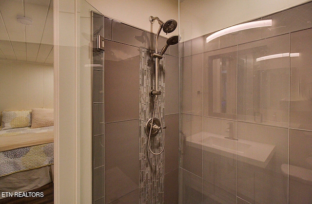 bathroom featuring walk in shower