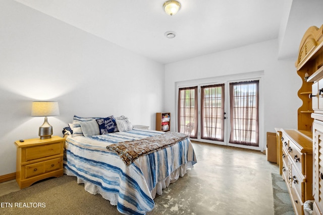 bedroom with french doors and access to outside