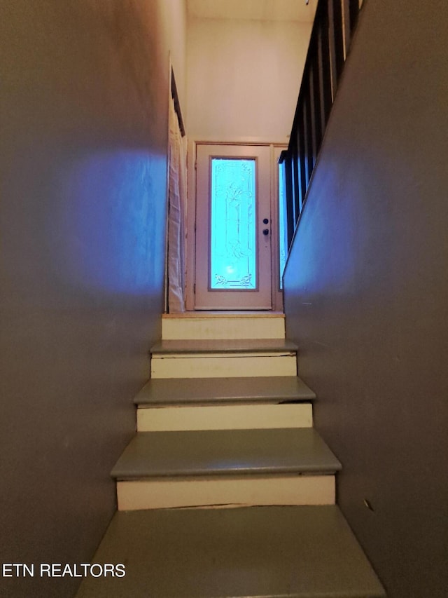 stairway featuring a high ceiling