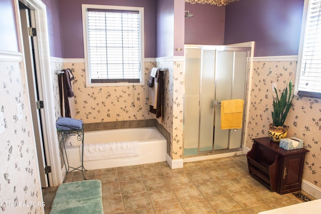 352 Rutherford Dr, New Tazewell, TN 37825 - bathroom with shower with separate bathtub and tile floors