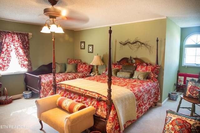 352 Rutherford Dr, New Tazewell, TN 37825 - bedroom with light carpet, a textured ceiling, and ceiling fan
