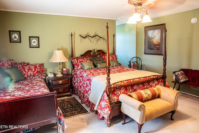 352 Rutherford Dr, New Tazewell, TN 37825 - carpeted bedroom featuring ceiling fan, a textured ceiling, and ornamental molding