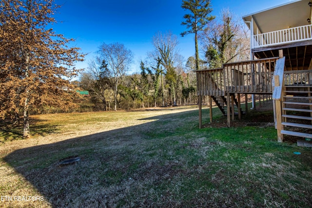 view of yard featuring a deck