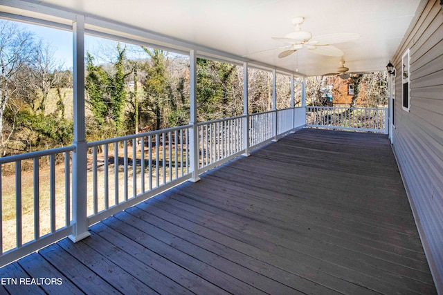 deck featuring ceiling fan