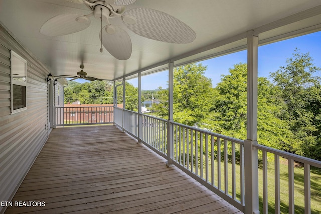 deck featuring ceiling fan