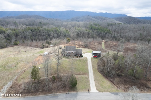 aerial view with a mountain view