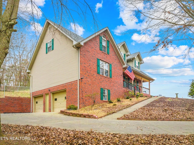 view of home's exterior featuring a garage