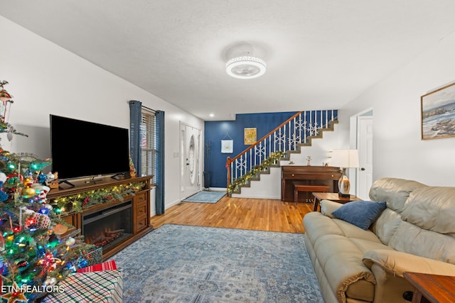 living room with wood-type flooring