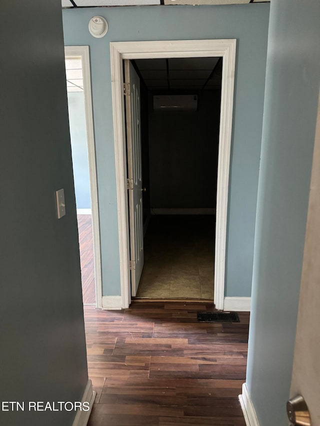 hall featuring dark hardwood / wood-style floors