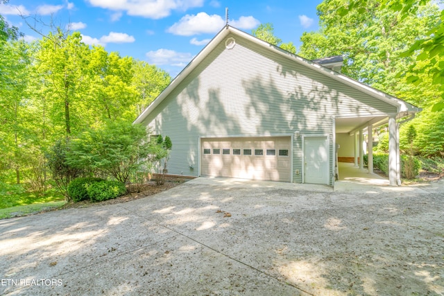 view of garage