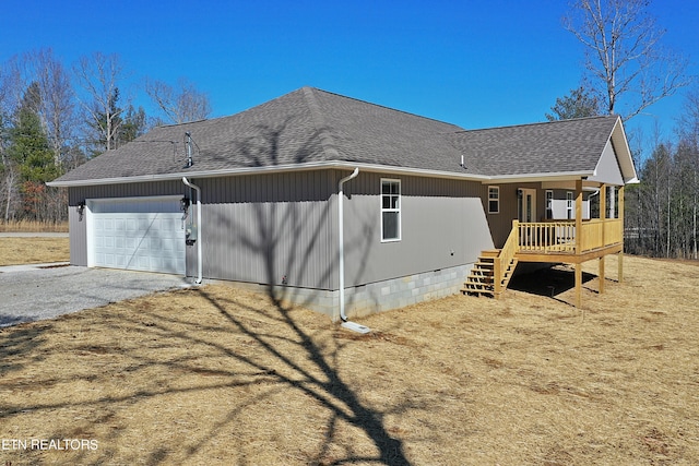 exterior space featuring a garage