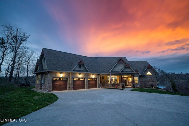 craftsman inspired home featuring a garage