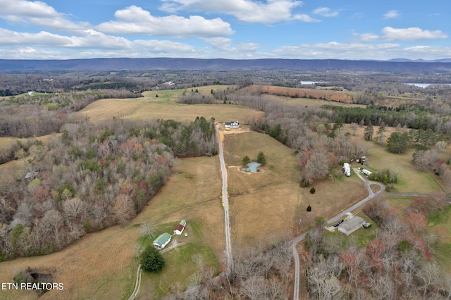 drone / aerial view with a rural view