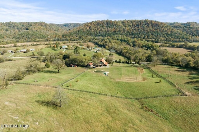 birds eye view of property featuring a rural view