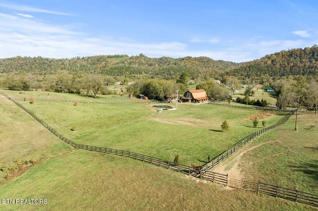 birds eye view of property with a rural view