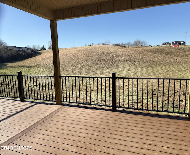 deck featuring a rural view