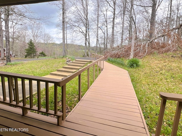 555 Lake Ln, New Tazewell, TN 37825 - wooden terrace with a lawn