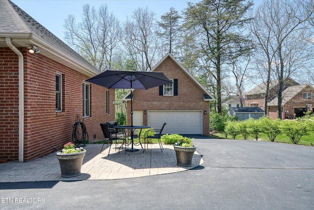 view of terrace with a garage