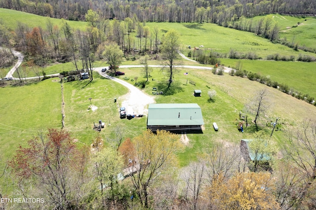 aerial view with a rural view