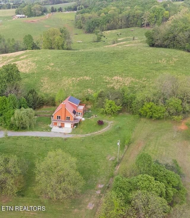 aerial view with a rural view