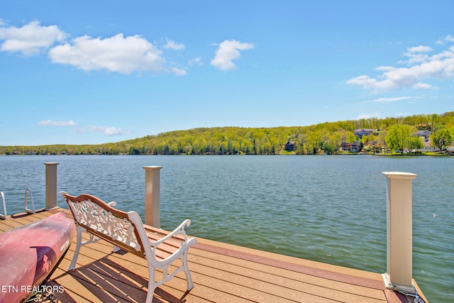 view of dock featuring a water view