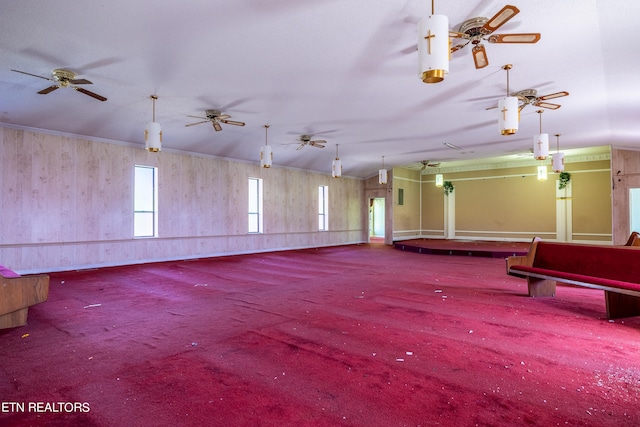 interior space featuring ceiling fan